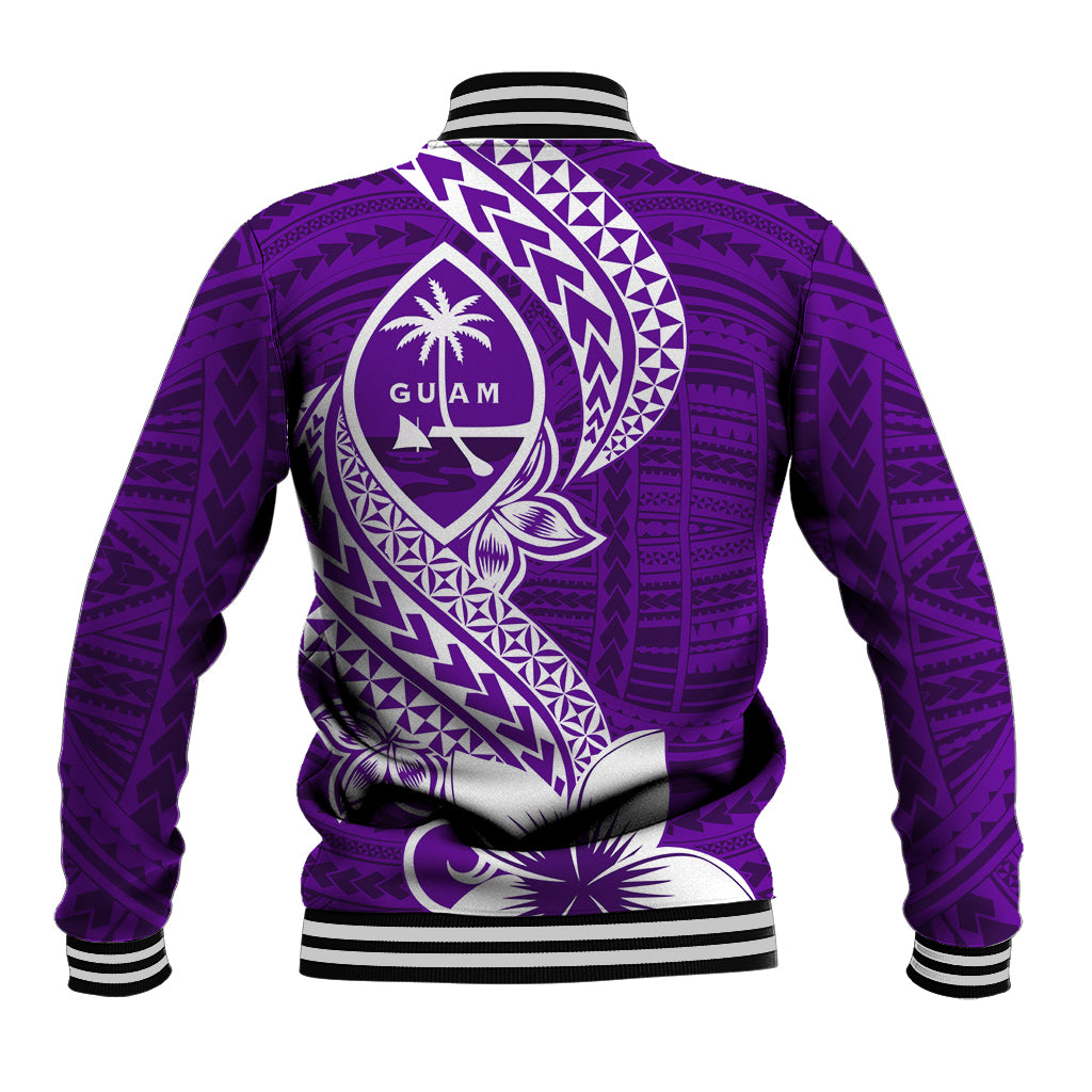 Hafa Adai Guam Baseball Jacket Polynesian Floral Purple Pattern LT01 - Polynesian Pride