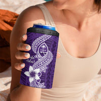 Hafa Adai Guam 4 in 1 Can Cooler Tumbler Polynesian Floral Purple Pattern