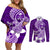 Hafa Adai Guam Couples Matching Off Shoulder Short Dress and Long Sleeve Button Shirt Polynesian Floral Purple Pattern LT01 Purple - Polynesian Pride