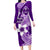 Hafa Adai Guam Family Matching Long Sleeve Bodycon Dress and Hawaiian Shirt Polynesian Floral Purple Pattern LT01 Mom's Dress Purple - Polynesian Pride