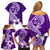 Hafa Adai Guam Family Matching Off Shoulder Short Dress and Hawaiian Shirt Polynesian Floral Purple Pattern LT01 - Polynesian Pride