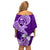 Hafa Adai Guam Family Matching Off Shoulder Short Dress and Hawaiian Shirt Polynesian Floral Purple Pattern LT01 - Polynesian Pride