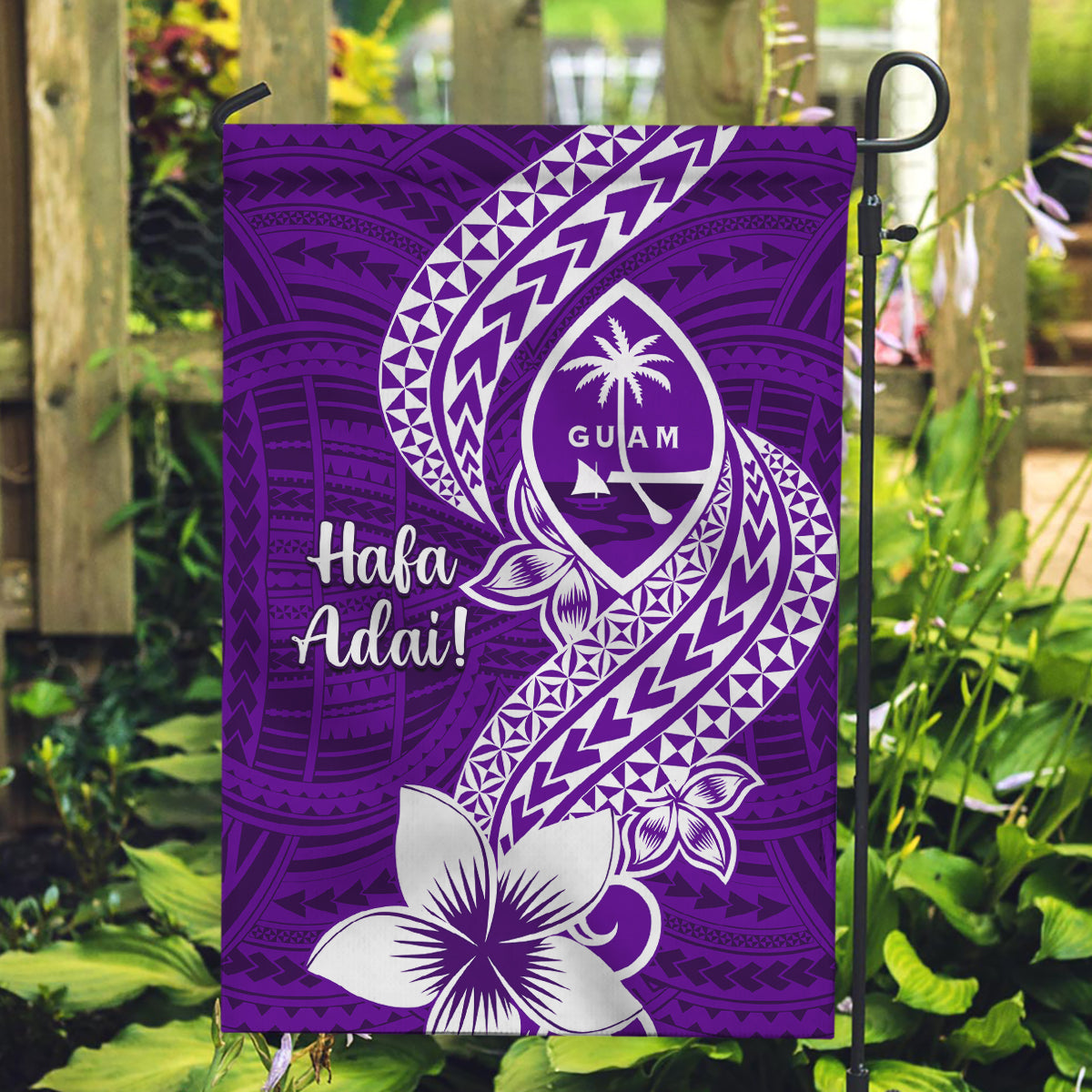 Hafa Adai Guam Garden Flag Polynesian Floral Purple Pattern LT01 Garden Flag Purple - Polynesian Pride