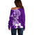 Hafa Adai Guam Off Shoulder Sweater Polynesian Floral Purple Pattern LT01 - Polynesian Pride