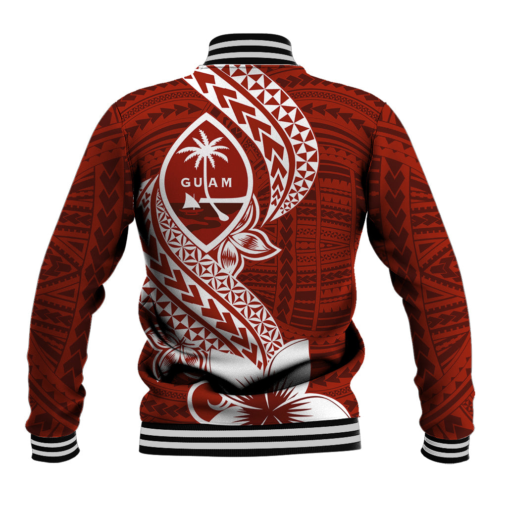 Hafa Adai Guam Baseball Jacket Polynesian Floral Red Pattern LT01 - Polynesian Pride