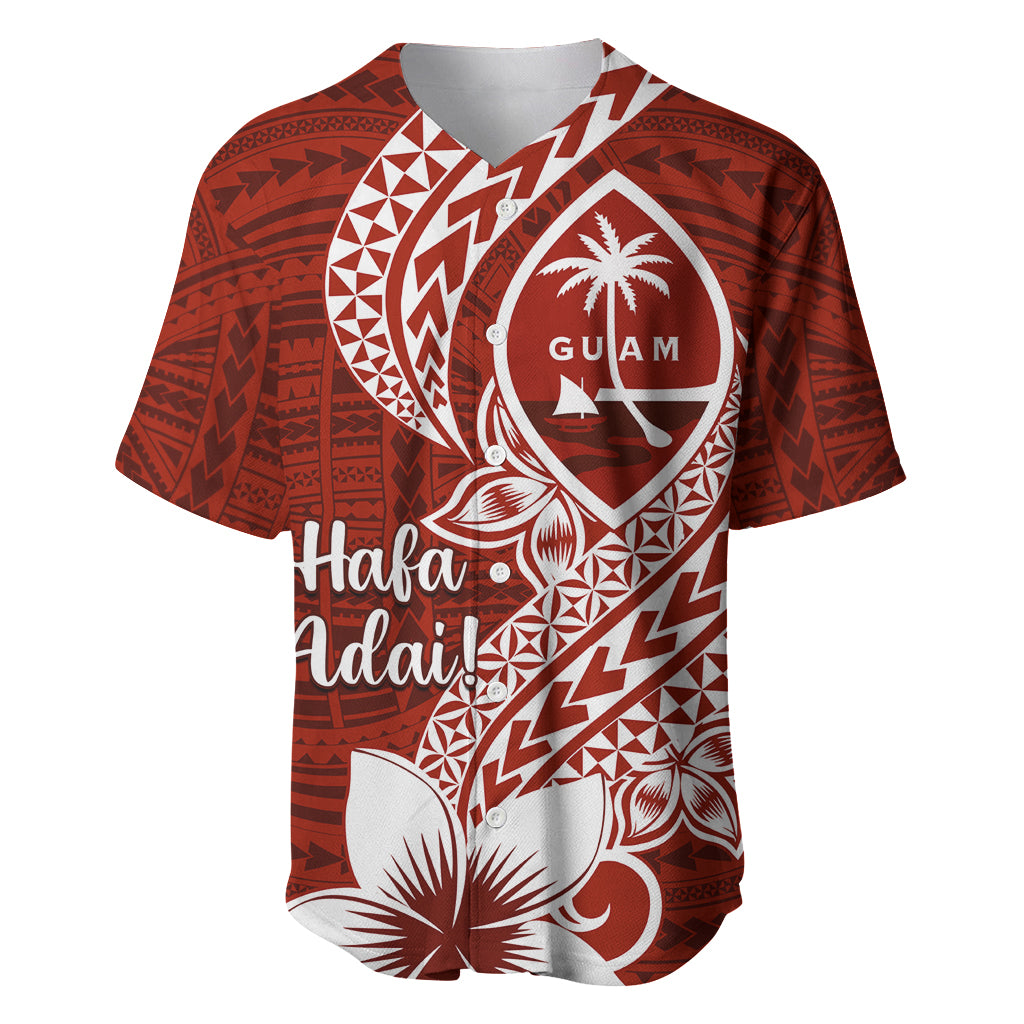 Hafa Adai Guam Baseball Jersey Polynesian Floral Red Pattern LT01 Red - Polynesian Pride