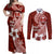 Hafa Adai Guam Couples Matching Off Shoulder Maxi Dress and Long Sleeve Button Shirt Polynesian Floral Red Pattern LT01 Red - Polynesian Pride