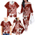 Hafa Adai Guam Family Matching Off Shoulder Long Sleeve Dress and Hawaiian Shirt Polynesian Floral Red Pattern LT01 - Polynesian Pride