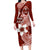 Hafa Adai Guam Long Sleeve Bodycon Dress Polynesian Floral Red Pattern LT01 Long Dress Red - Polynesian Pride