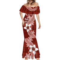 Hafa Adai Guam Mermaid Dress Polynesian Floral Red Pattern LT01 - Polynesian Pride