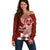 Hafa Adai Guam Off Shoulder Sweater Polynesian Floral Red Pattern LT01 Women Red - Polynesian Pride