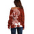 Hafa Adai Guam Off Shoulder Sweater Polynesian Floral Red Pattern LT01 - Polynesian Pride