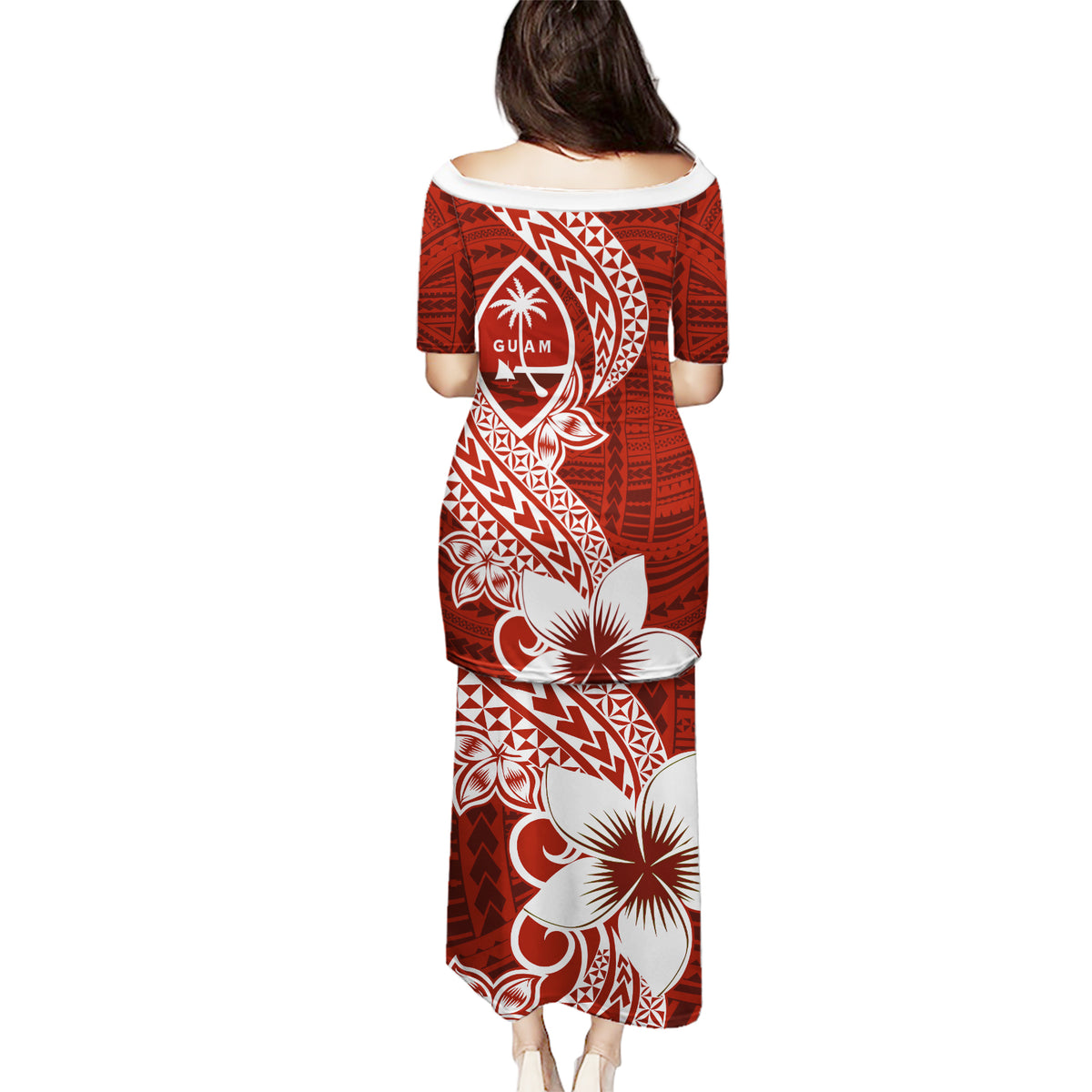 Hafa Adai Guam Puletasi Polynesian Floral Red Pattern LT01 - Polynesian Pride