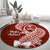 Hafa Adai Guam Round Carpet Polynesian Floral Red Pattern LT01 - Polynesian Pride