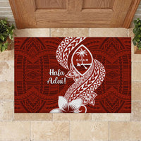 Hafa Adai Guam Rubber Doormat Polynesian Floral Red Pattern LT01 - Polynesian Pride