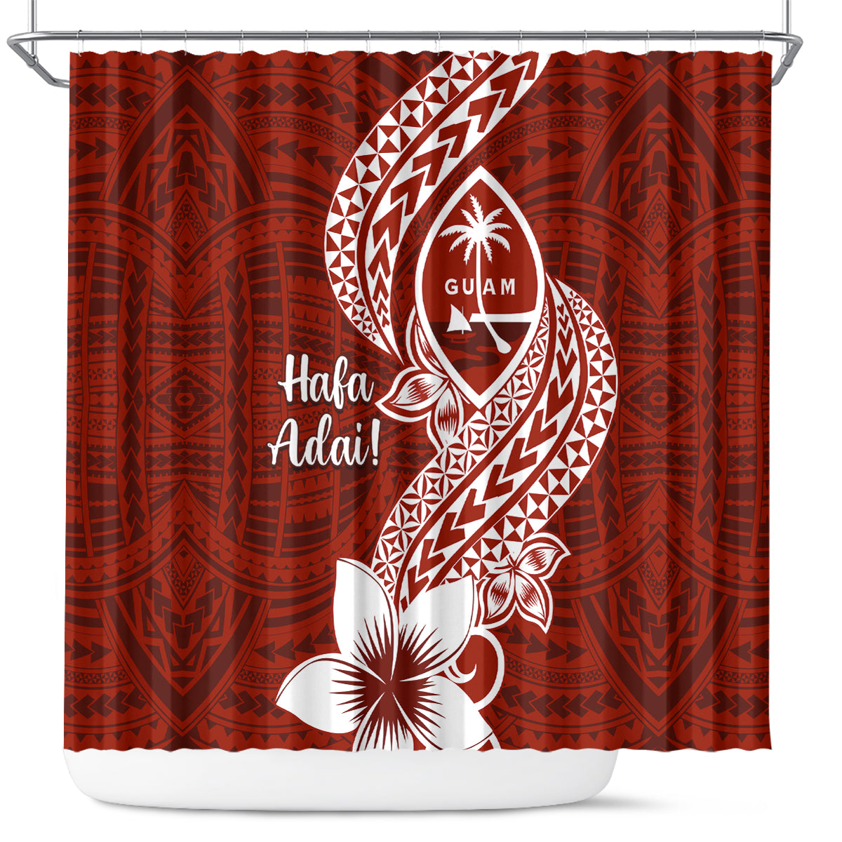 Hafa Adai Guam Shower Curtain Polynesian Floral Red Pattern LT01 Red - Polynesian Pride