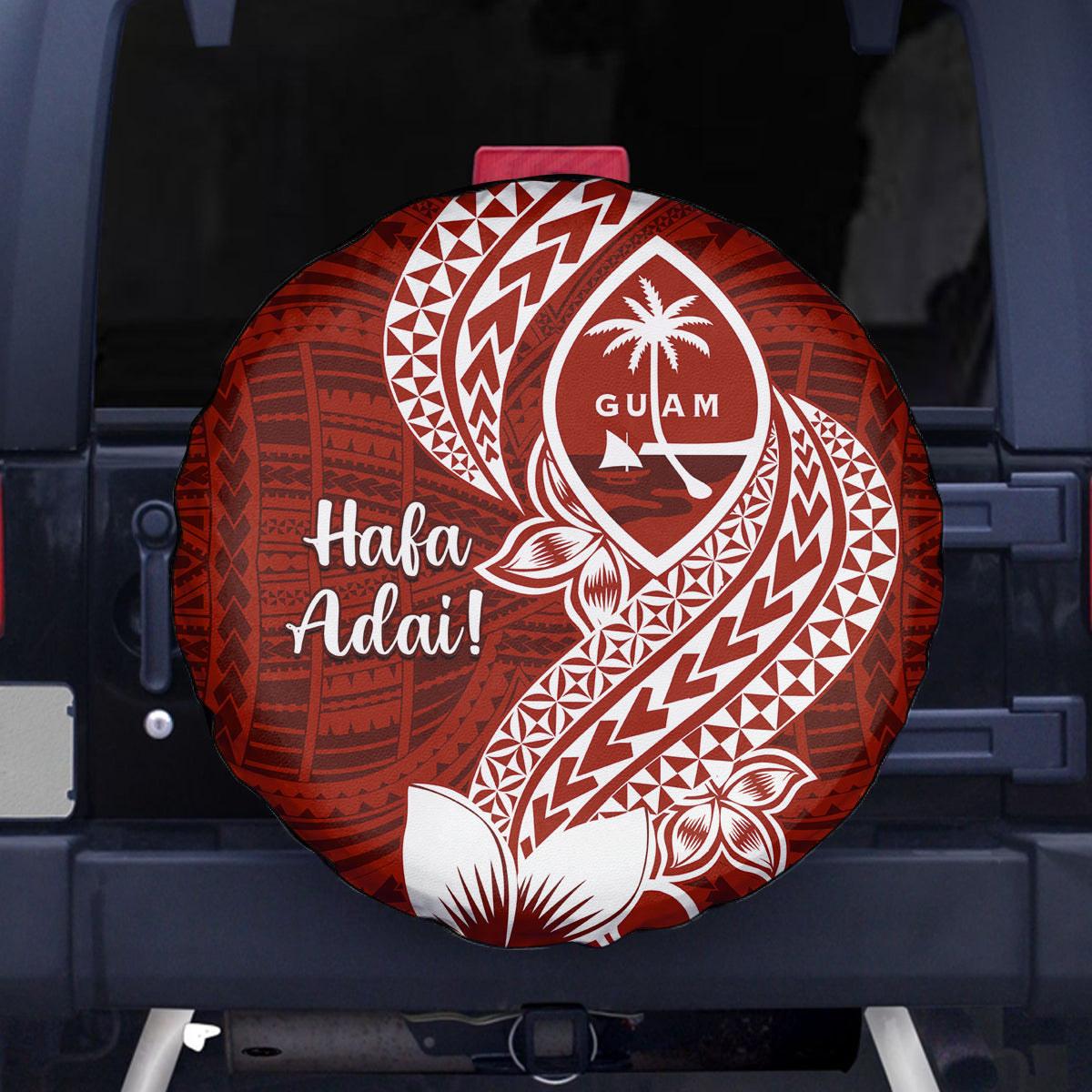 Hafa Adai Guam Spare Tire Cover Polynesian Floral Red Pattern LT01 Red - Polynesian Pride