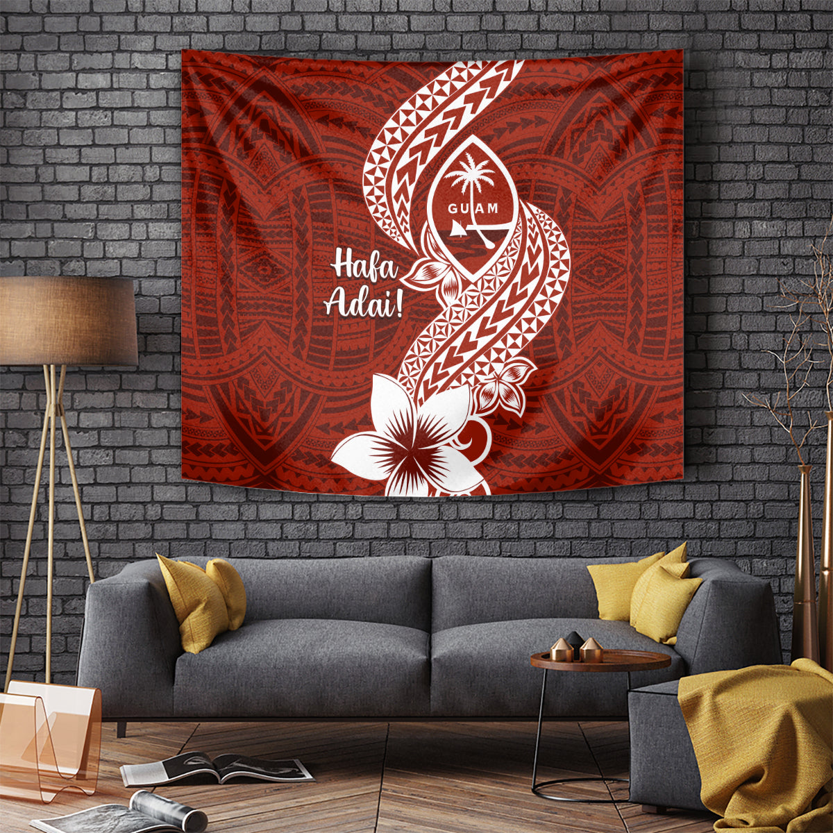 Hafa Adai Guam Tapestry Polynesian Floral Red Pattern LT01 Red - Polynesian Pride