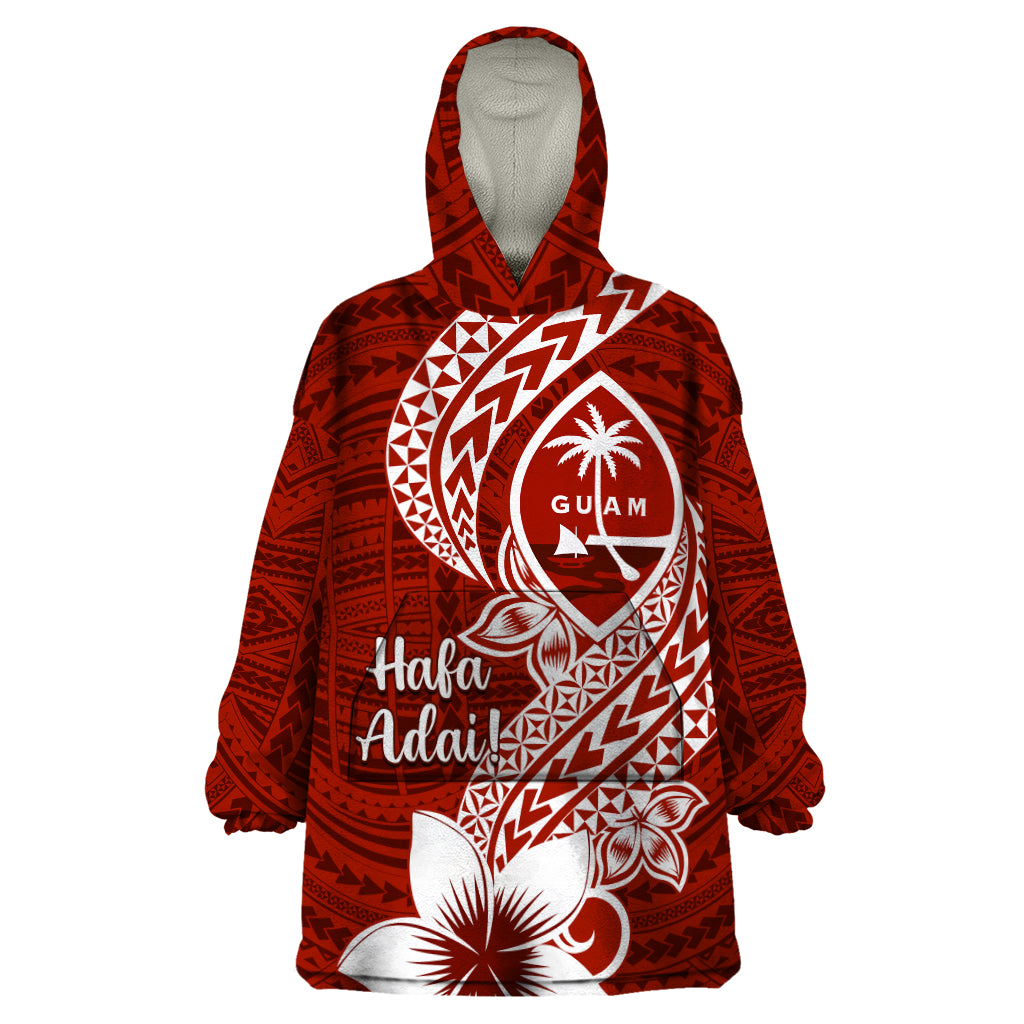 Hafa Adai Guam Wearable Blanket Hoodie Polynesian Floral Red Pattern LT01 One Size Red - Polynesian Pride