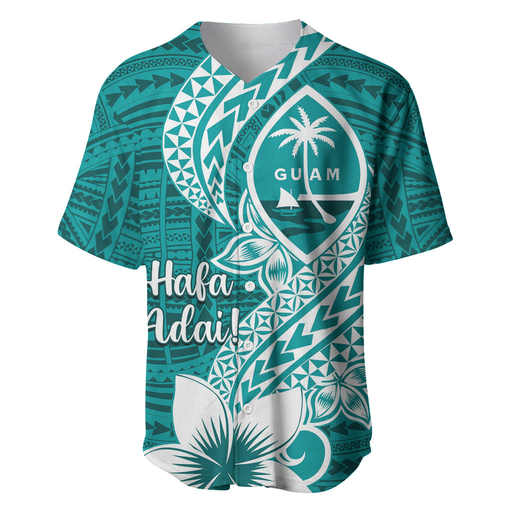 Hafa Adai Guam Baseball Jersey Polynesian Floral Teal Pattern LT01 Teal - Polynesian Pride