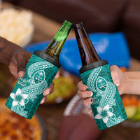 Hafa Adai Guam 4 in 1 Can Cooler Tumbler Polynesian Floral Teal Pattern