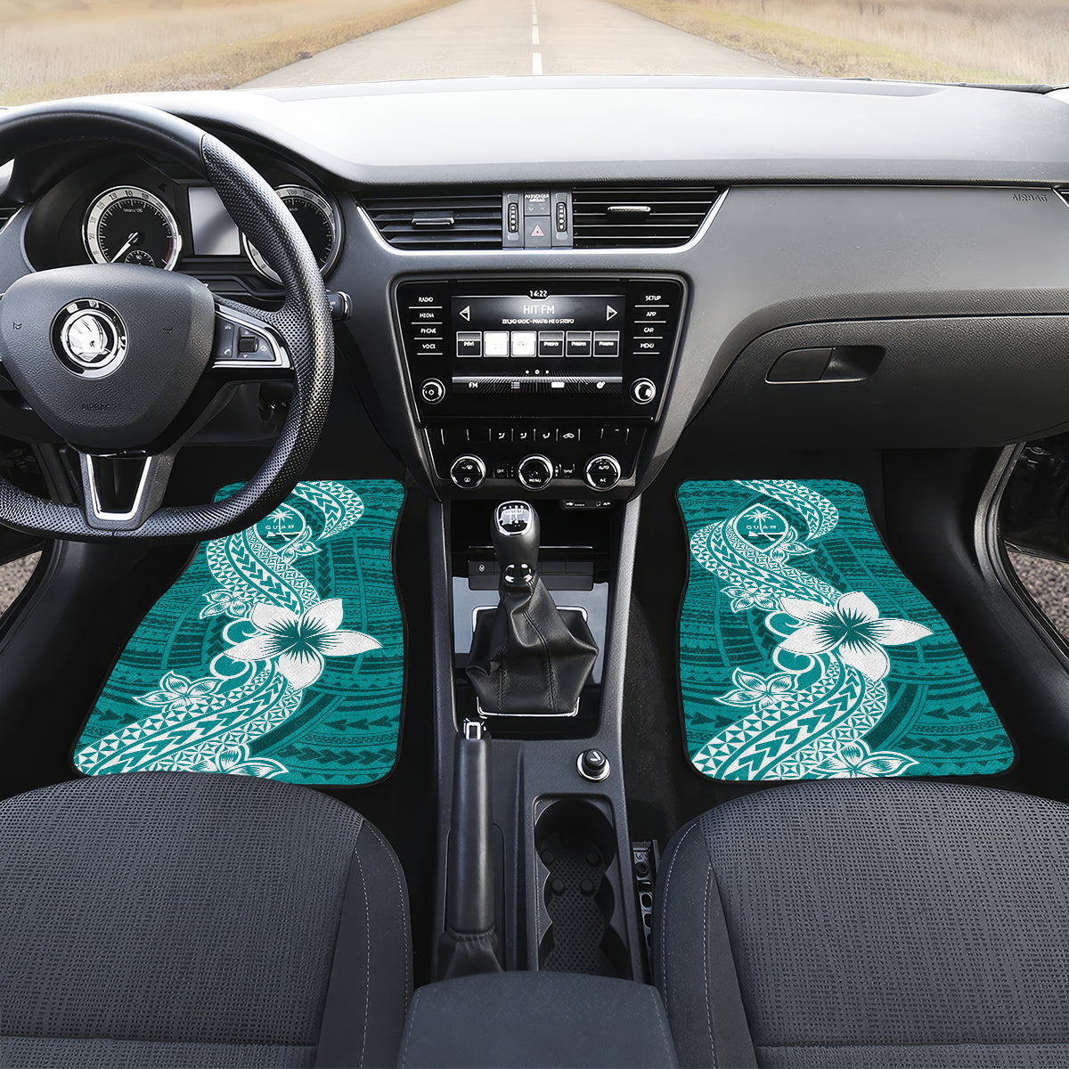 Hafa Adai Guam Car Mats Polynesian Floral Teal Pattern LT01 - Polynesian Pride