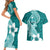 Hafa Adai Guam Couples Matching Short Sleeve Bodycon Dress and Hawaiian Shirt Polynesian Floral Teal Pattern LT01 - Polynesian Pride