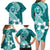 Hafa Adai Guam Family Matching Long Sleeve Bodycon Dress and Hawaiian Shirt Polynesian Floral Teal Pattern LT01 - Polynesian Pride