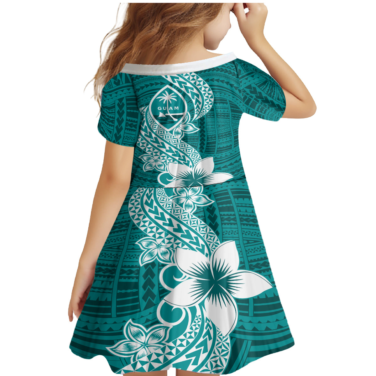 Hafa Adai Guam Family Matching Mermaid Dress and Hawaiian Shirt Polynesian Floral Teal Pattern LT01 - Polynesian Pride