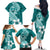 Hafa Adai Guam Family Matching Off Shoulder Long Sleeve Dress and Hawaiian Shirt Polynesian Floral Teal Pattern LT01 - Polynesian Pride