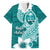 Hafa Adai Guam Family Matching Off Shoulder Long Sleeve Dress and Hawaiian Shirt Polynesian Floral Teal Pattern LT01 Dad's Shirt - Short Sleeve Teal - Polynesian Pride