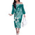 Hafa Adai Guam Family Matching Off Shoulder Long Sleeve Dress and Hawaiian Shirt Polynesian Floral Teal Pattern LT01 Mom's Dress Teal - Polynesian Pride