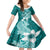 Hafa Adai Guam Family Matching Off Shoulder Short Dress and Hawaiian Shirt Polynesian Floral Teal Pattern LT01 Daughter's Dress Teal - Polynesian Pride