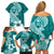 Hafa Adai Guam Family Matching Off Shoulder Short Dress and Hawaiian Shirt Polynesian Floral Teal Pattern LT01 - Polynesian Pride