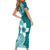 Hafa Adai Guam Family Matching Short Sleeve Bodycon Dress and Hawaiian Shirt Polynesian Floral Teal Pattern LT01 - Polynesian Pride