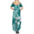 Hafa Adai Guam Family Matching Summer Maxi Dress and Hawaiian Shirt Polynesian Floral Teal Pattern LT01 - Polynesian Pride