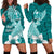 Hafa Adai Guam Hoodie Dress Polynesian Floral Teal Pattern LT01 - Polynesian Pride