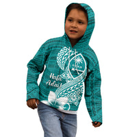 Hafa Adai Guam Kid Hoodie Polynesian Floral Teal Pattern LT01 - Polynesian Pride