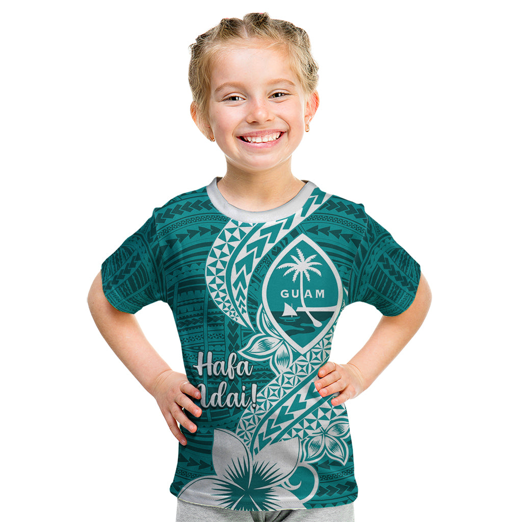 Hafa Adai Guam Kid T Shirt Polynesian Floral Teal Pattern LT01 Teal - Polynesian Pride