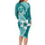 Hafa Adai Guam Long Sleeve Bodycon Dress Polynesian Floral Teal Pattern LT01 - Polynesian Pride