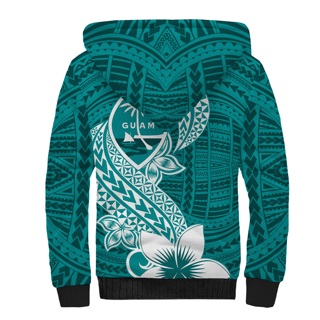 Hafa Adai Guam Sherpa Hoodie Polynesian Floral Teal Pattern LT01 - Polynesian Pride