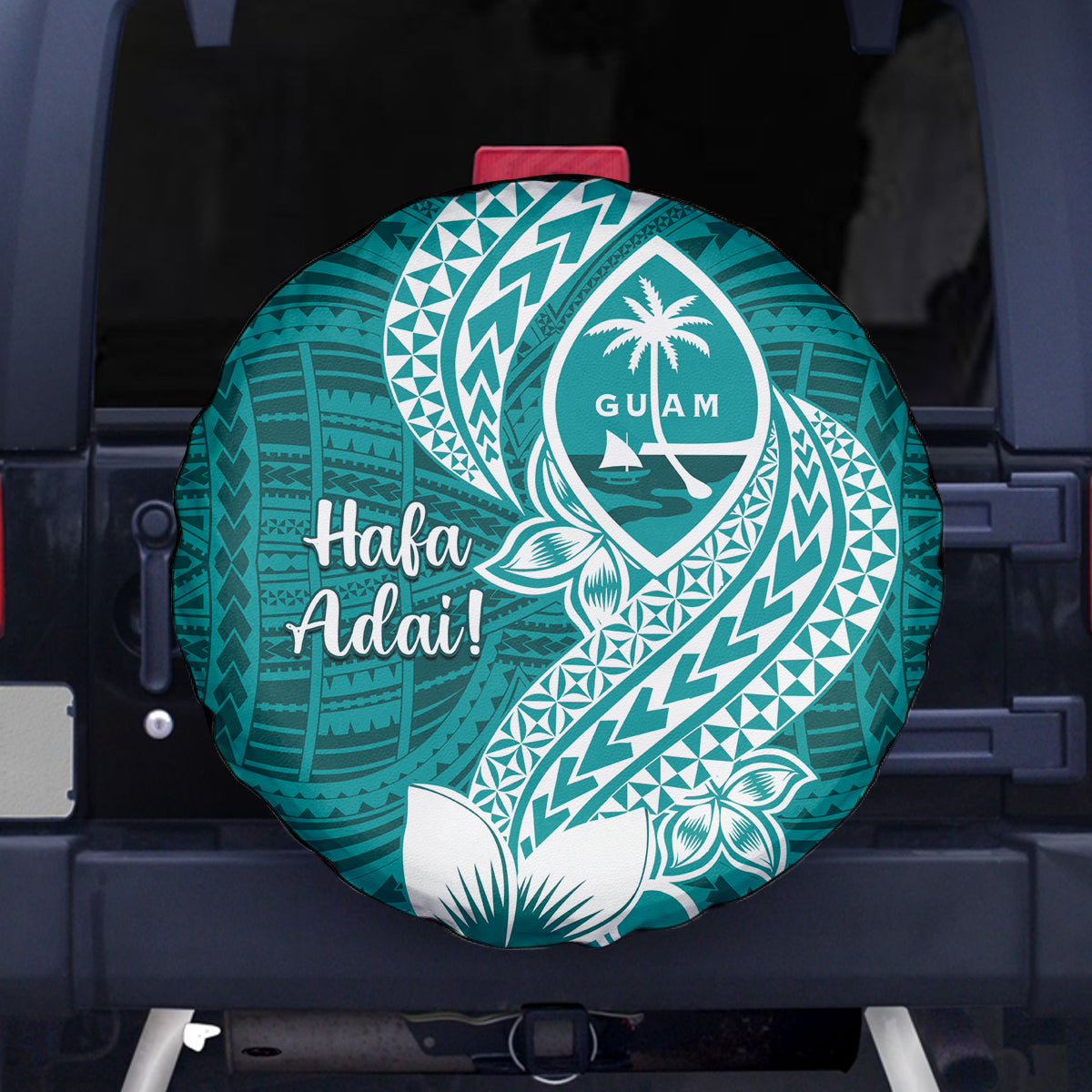 Hafa Adai Guam Spare Tire Cover Polynesian Floral Teal Pattern LT01 Teal - Polynesian Pride