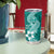 Hafa Adai Guam Tumbler Cup Polynesian Floral Teal Pattern