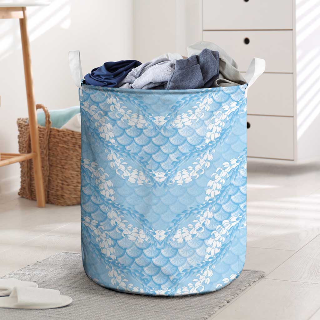 Baby Blue Mermaid Puakenikeni Maile Lei Laundry Basket LT01 Blue - Polynesian Pride