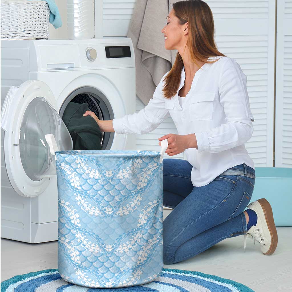 Baby Blue Mermaid Puakenikeni Maile Lei Laundry Basket LT01 - Polynesian Pride