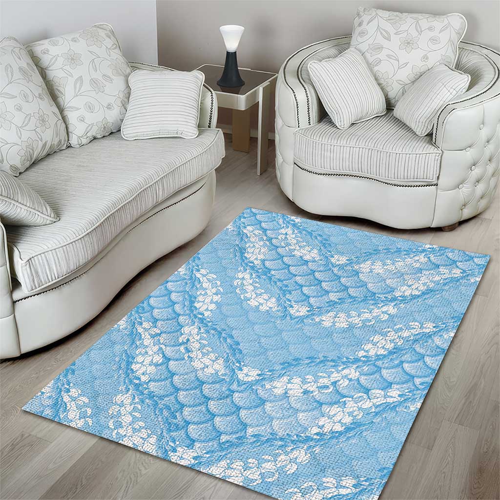 Baby Blue Mermaid Puakenikeni Maile Lei Area Rug LT01 - Polynesian Pride