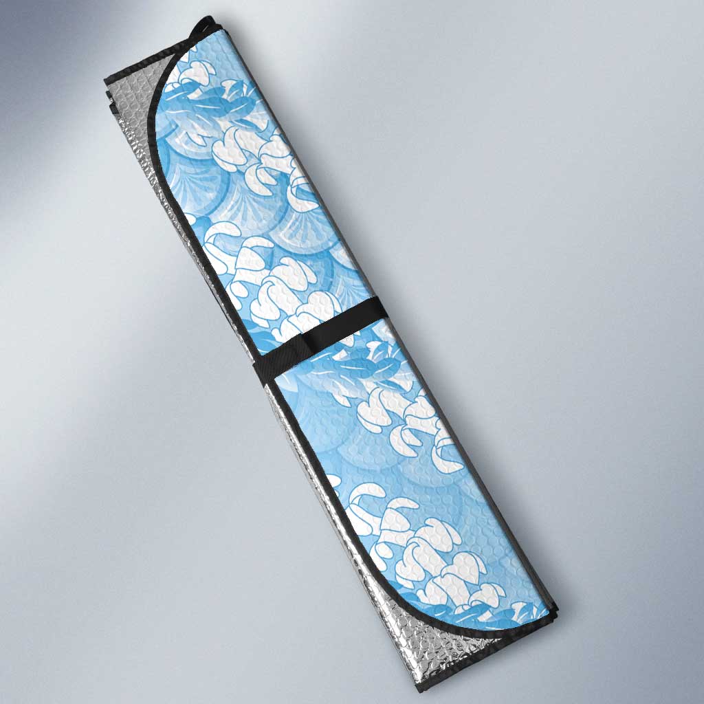 Baby Blue Mermaid Puakenikeni Maile Lei Auto Sun Shade LT01 - Polynesian Pride