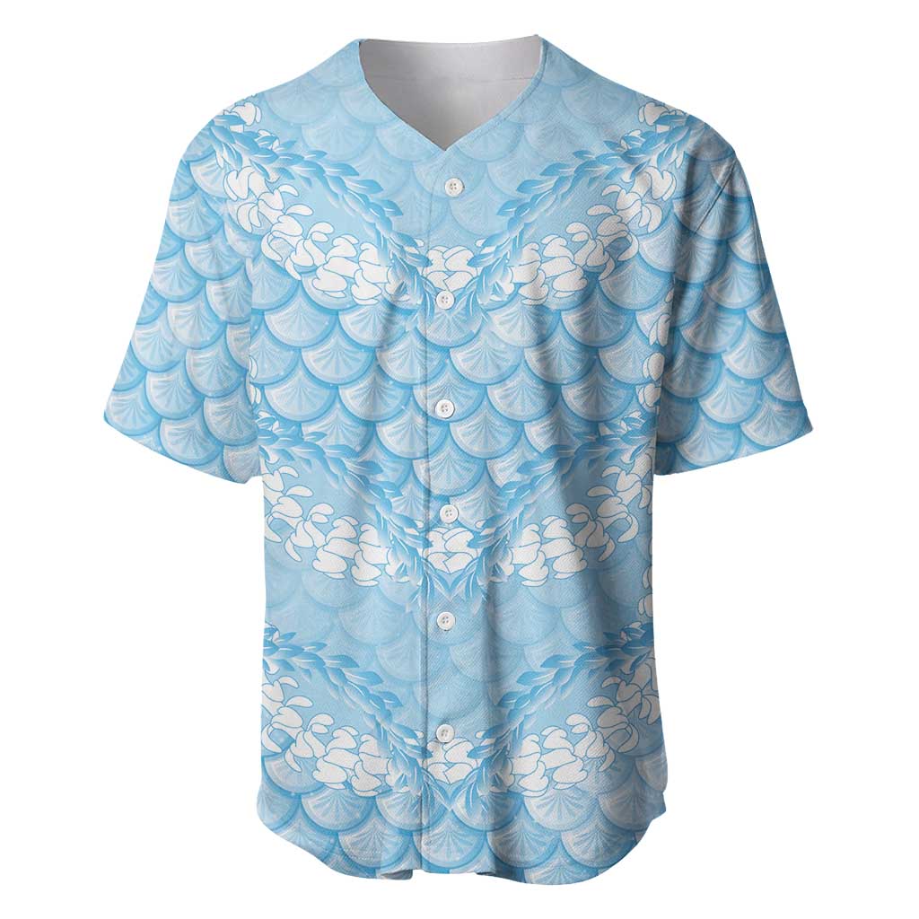 Baby Blue Mermaid Puakenikeni Maile Lei Baseball Jersey LT01 Blue - Polynesian Pride