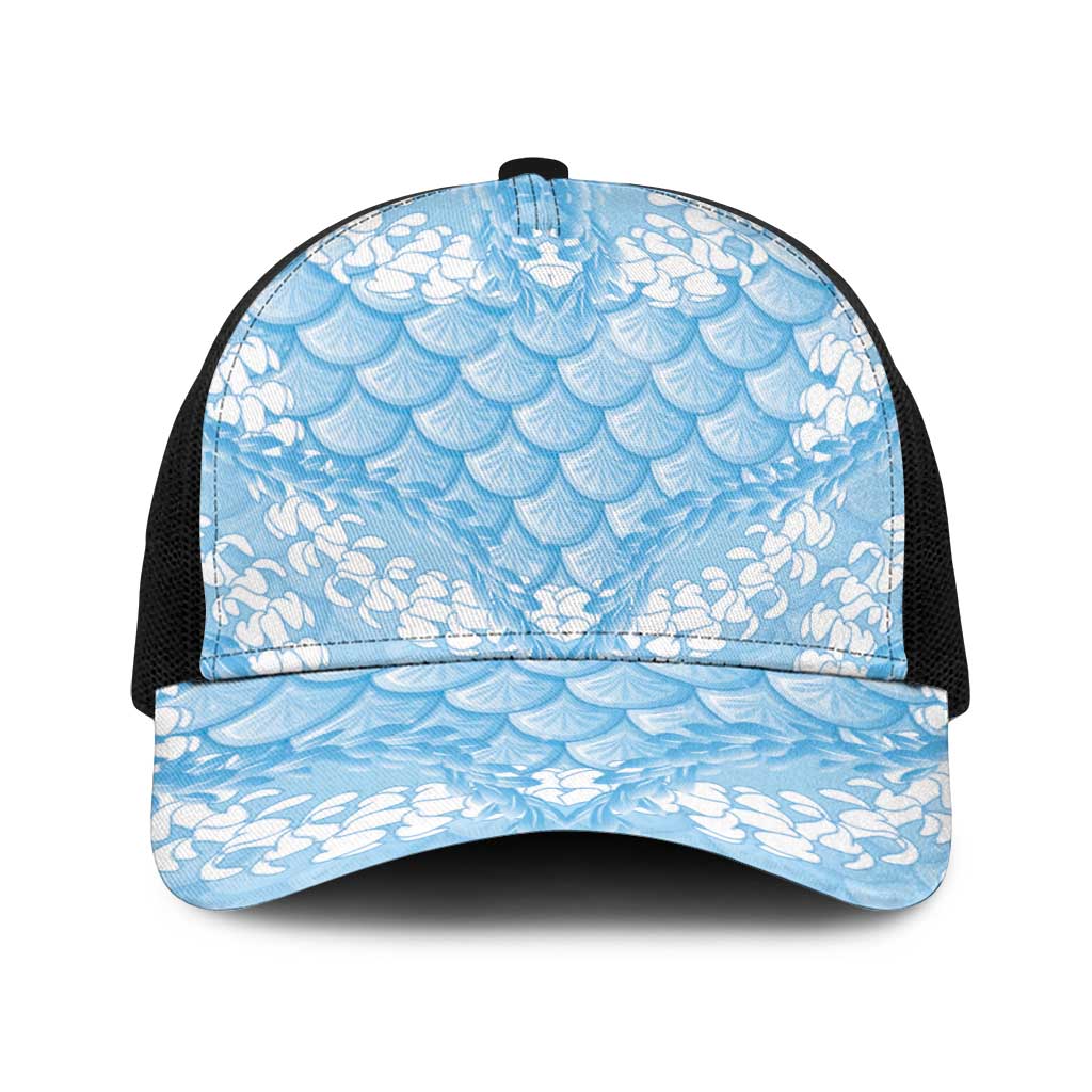 Baby Blue Mermaid Puakenikeni Maile Lei Baseball Net Cap