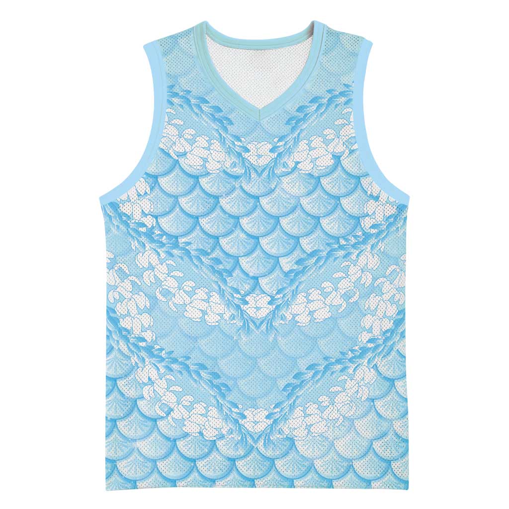 Baby Blue Mermaid Puakenikeni Maile Lei Basketball Jersey LT01 Unisex Blue - Polynesian Pride